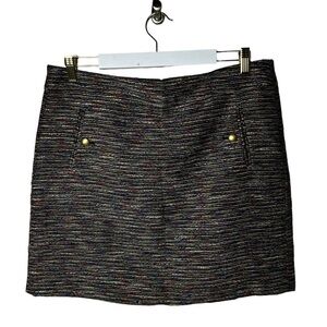 Loft Women’s Rainbow Tweed Lined Skirt SZ 12 Mini Short Has Pockets Winter Fall